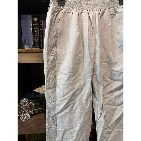NWOT Gold Hawk Gray Silk Linen Blend Lace Pants Size Small - Picture 8 of 8